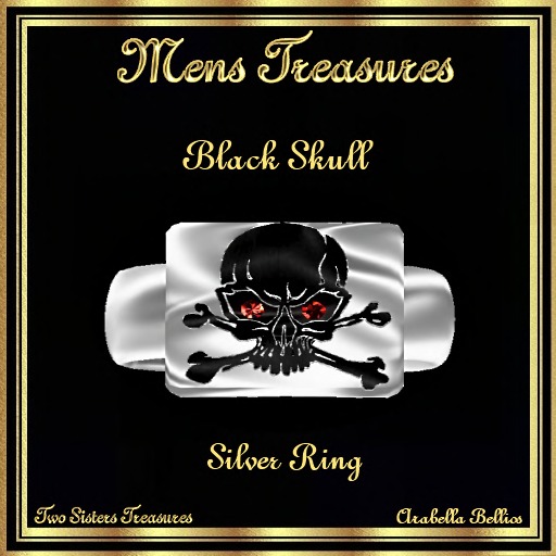 MT - LONG JOHN'S BLACK SKULL RUBY RING SILVER