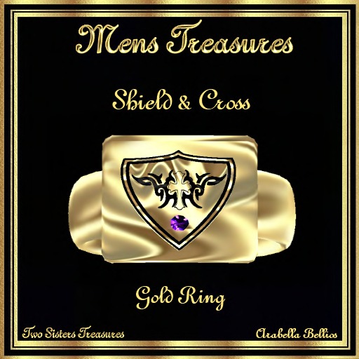 MT - SHIELD & CROSS RING YG/BLK