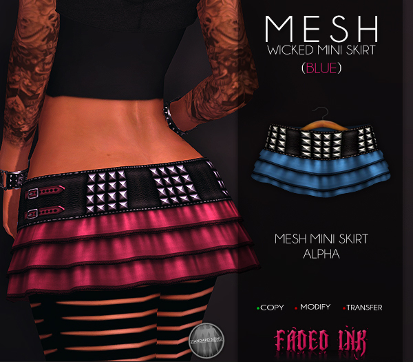 .:FI:. Wicked Mesh Mini Skirts - Blue