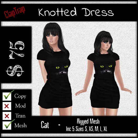 CT Mesh Knotted Dress Cat