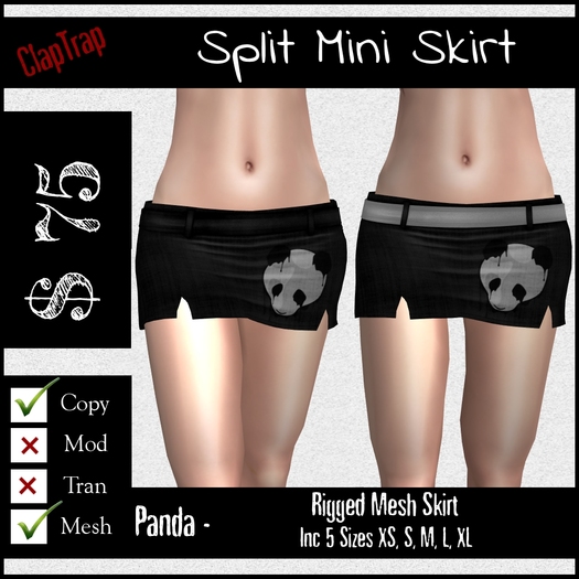 CT Split Mesh Mini Skirt Panda