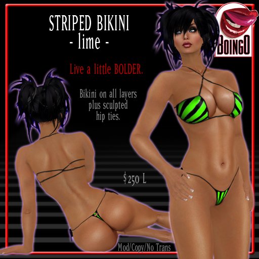 BOINGO Striped Bikini-Lime