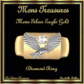 MT - MENS SILVER EAGLE GOLD DIAMOND RING