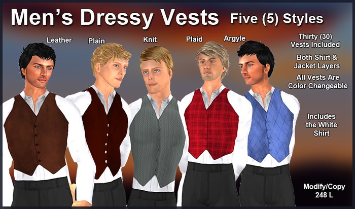 Men's Dressy Vests: Collection - Dressy  - Forty (40) Included! 