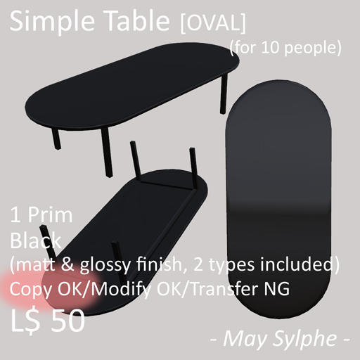 - May Sylphe - Simple Table OVAL Black glossy
