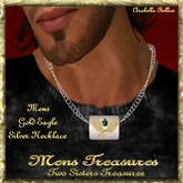 MT - MENS GOLD EAGLE SILVER ID NECKLACE