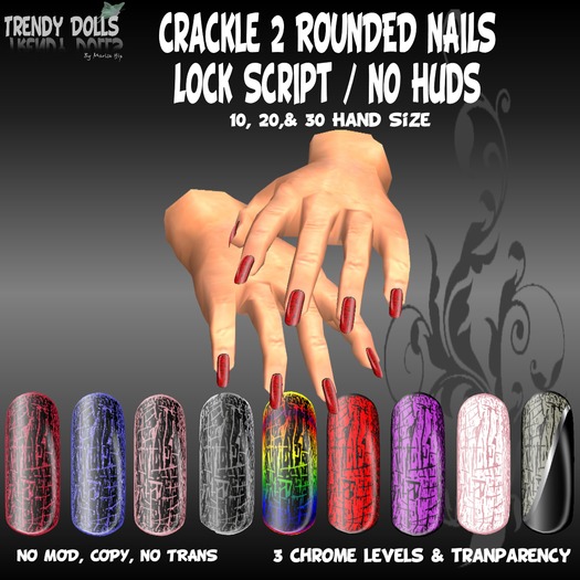 *::TD::* Crackle 2 Nails Rounded