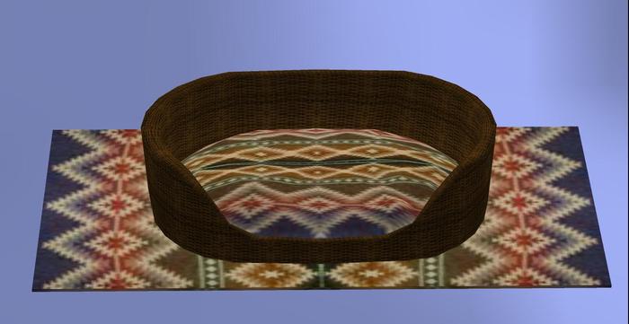Diamond Pattern Southwest Native American Rug & Matching Mesh Pet Bed / Basket, 1 Prim