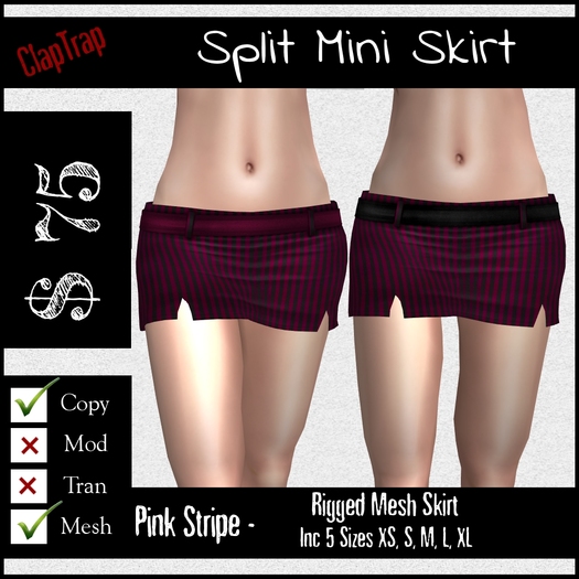 CT Split Mesh Mini Skirt Pink Stripe