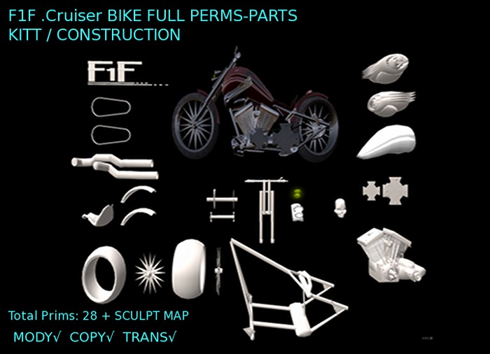 F1F. BOX .Cruiser BIKE FULL PERMS-PARTS  KITT / CONSTRUCTION