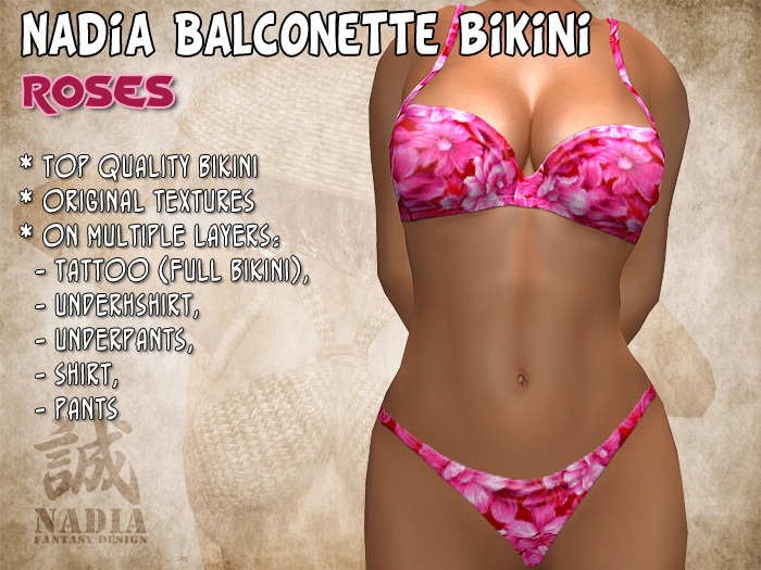 ~Nadia~ Balconette Bikini Roses
