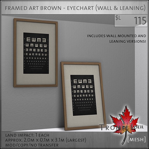 Trompe Loeil - Framed Art Brown Eyechart [mesh]