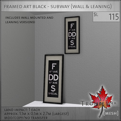 Trompe Loeil - Framed Art Black Subway [mesh]
