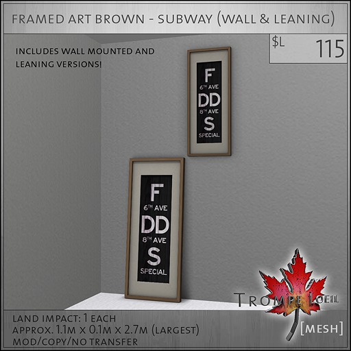 Trompe Loeil - Framed Art Black Subway [mesh]