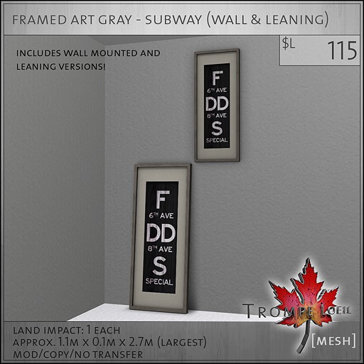 Trompe Loeil - Framed Art Black Subway [mesh]