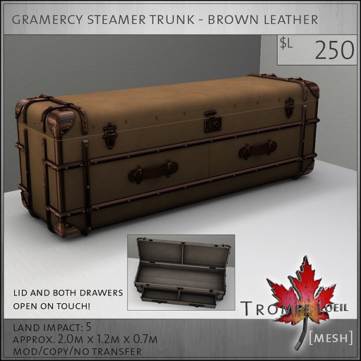 Trompe Loeil - Gramercy Steamer Trunk Brown [mesh]