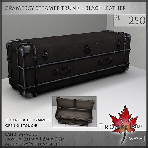 Trompe Loeil - Gramercy Steamer Trunk Brown [mesh]