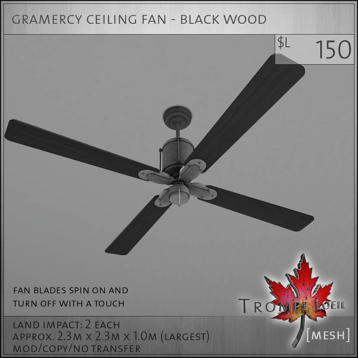 Trompe Loeil - Gramercy Ceiling Fan Brown Wood [mesh]