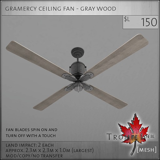 Trompe Loeil - Gramercy Ceiling Fan Brown Wood [mesh]
