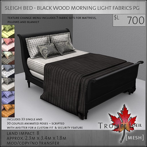 Trompe Loeil - Sleigh Bed Brown Wood Morning Light PG [mesh]