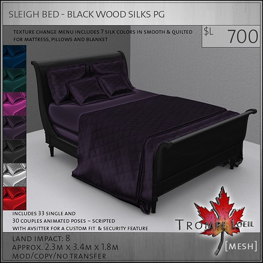 Trompe Loeil - Sleigh Bed Brown Wood Morning Light PG [mesh]