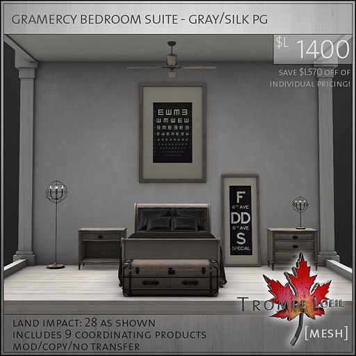 Trompe Loeil - Gramercy Bedroom Suite Brown/Silks PG [mesh]