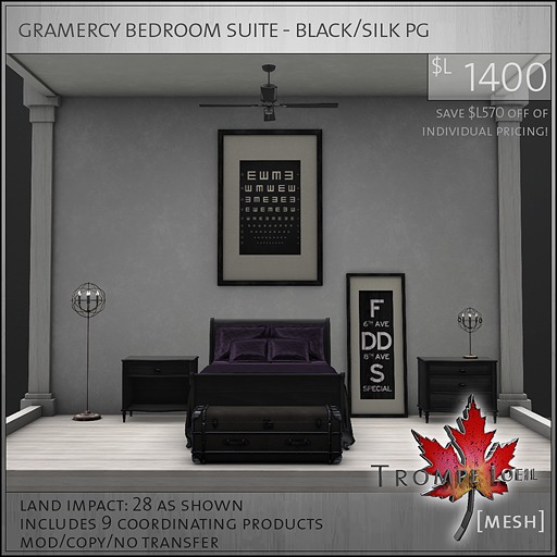 Trompe Loeil - Gramercy Bedroom Suite Black/Silks PG [mesh]