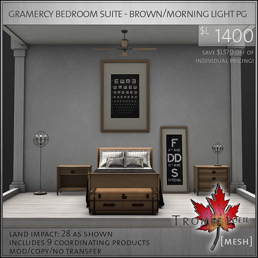 Trompe Loeil - Gramercy Bedroom Suite Brown/Silks PG [mesh]