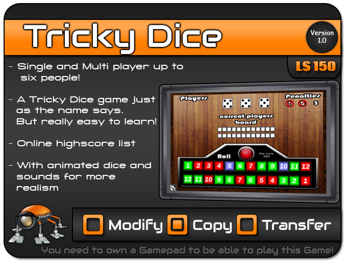 Second Life Marketplace - Tricky Dice for Gamepad