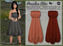 {Paradise Kiss} Ember dress-Orange (Rigged Mesh)