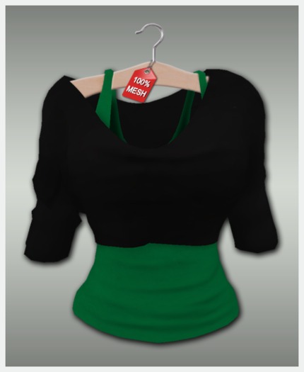 :VIRTISTRY: Cropped Shirt w/Tank (Black/Forest)