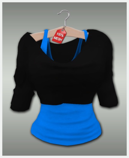 :VIRTISTRY: Cropped Shirt w/Tank (Black/Azure)