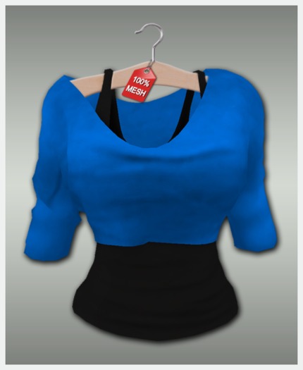 :VIRTISTRY: Cropped Shirt w/Tank (Azure/Black)