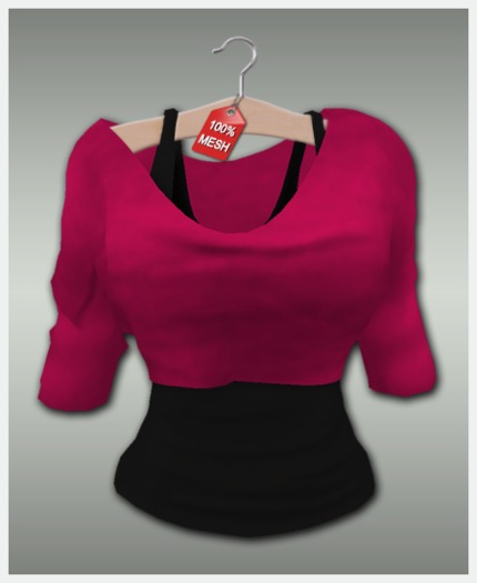 :VIRTISTRY: Cropped Shirt w/Tank (Ruby/Black)