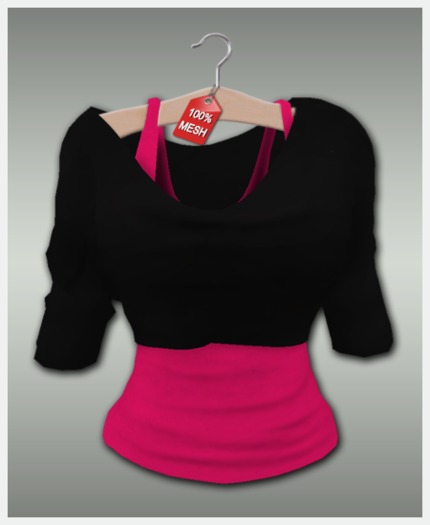 :VIRTISTRY: Cropped Shirt w/Tank (Black/Ruby)