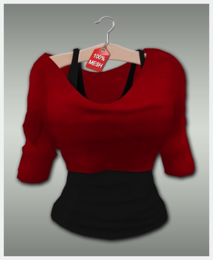 :VIRTISTRY: Cropped Shirt w/Tank (Sangria/Black)