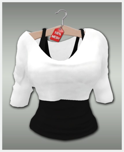 :VIRTISTRY: Cropped Shirt w/Tank (White/Black)