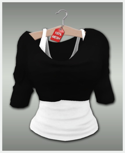 :VIRTISTRY: Cropped Shirt w/Tank (Black/White)