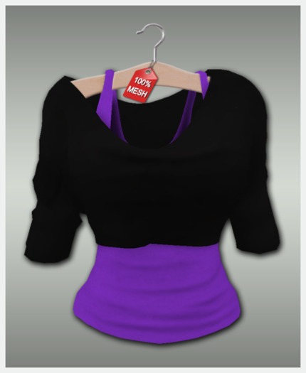 :VIRTISTRY: Cropped Shirt w/Tank (Black/Grape)