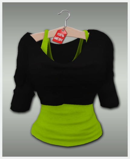 :VIRTISTRY: Cropped Shirt w/Tank (Black/Apple)
