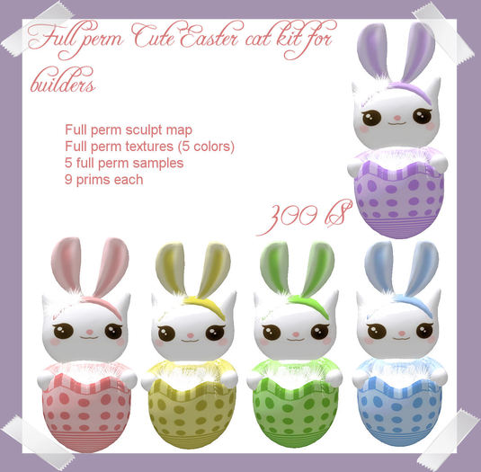 Full Perm Cute Easter cat kit for builders