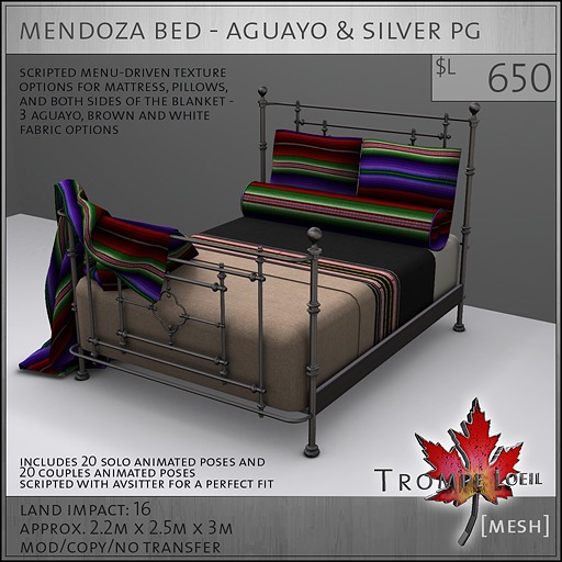 Trompe Loeil - Mendoza Bed Aguayo & Silver Frame PG [mesh]