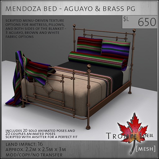 Trompe Loeil - Mendoza Bed Aguayo & Brass Frame PG [mesh]