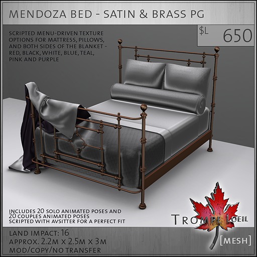 Trompe Loeil - Mendoza Bed Satin & Brass Frame PG [mesh]