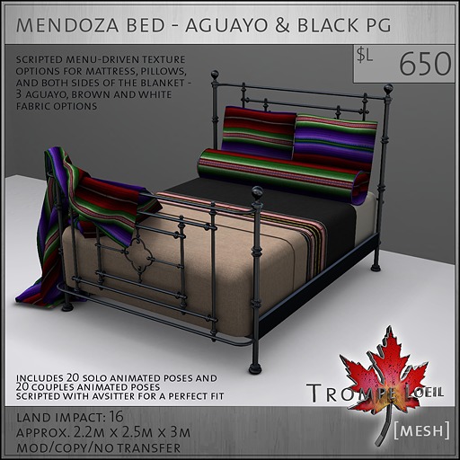 Trompe Loeil - Mendoza Bed Aguayo & Black Frame PG [mesh]