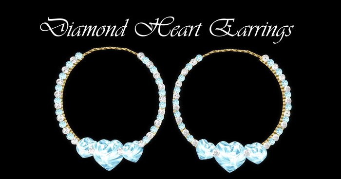Blue Diamond Heart Earrings