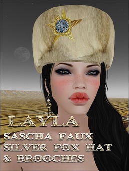 Second Life Marketplace - LAYLA UNISEX Faux Silver Fox Hats&Brooches