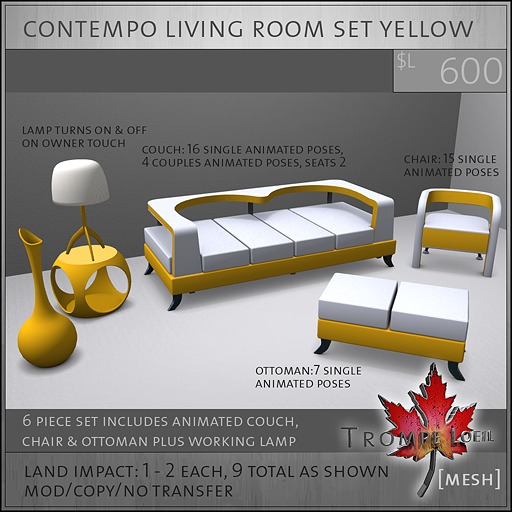 Trompe Loeil - Contempo Living Room Set Yellow [mesh]