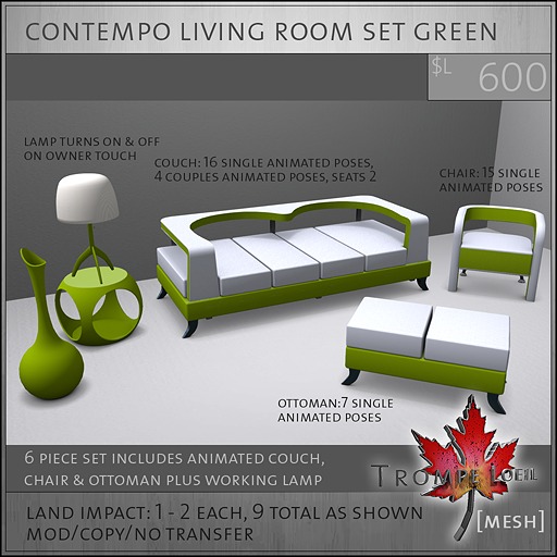 Trompe Loeil - Contempo Living Room Set Yellow [mesh]