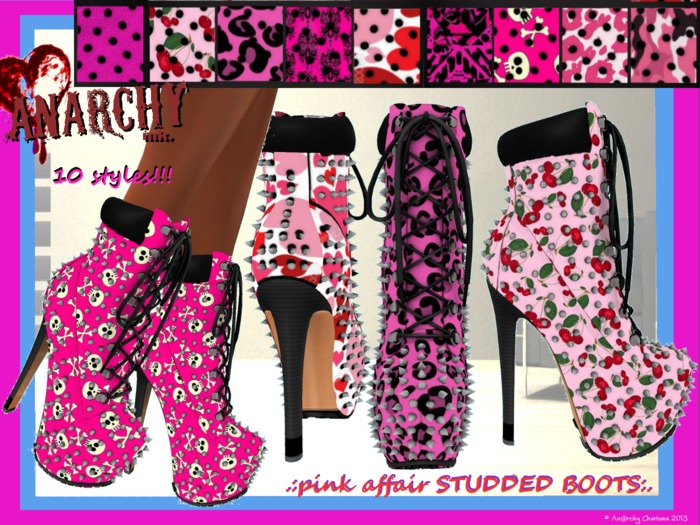 *An@rchy Ink* Studded Heels - [Pink Affair]